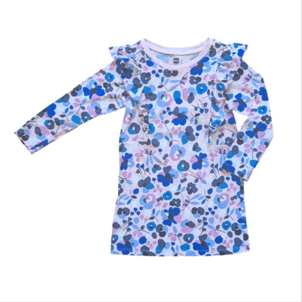 Tea Collection Floral Ruffle Sleeve A-Line Dress - Size 4T